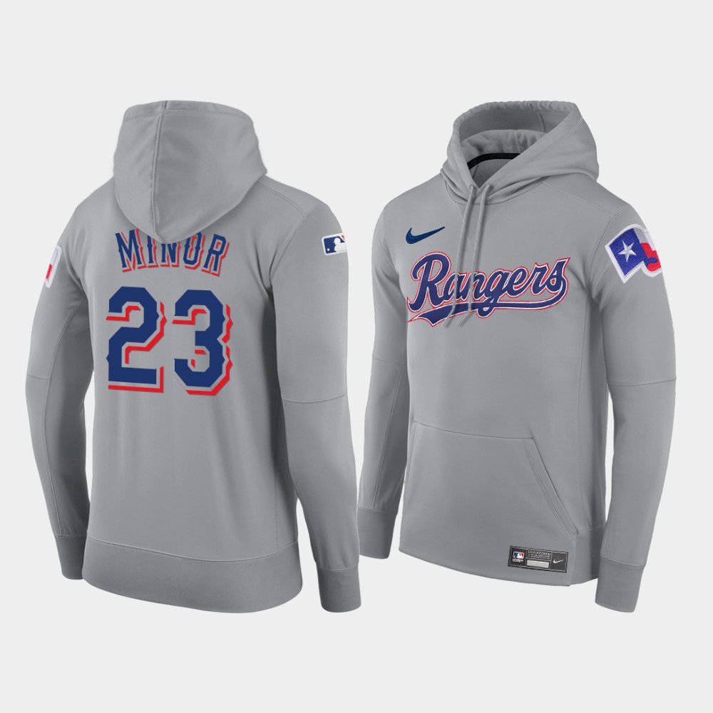 Men Texas Rangers #23 Minor gray road hoodie 2021 MLB Nike Jerseys